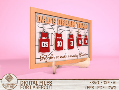 Personalized Basketball Dad Sign SVG Laser Cut File for Glowforge and LightBurn