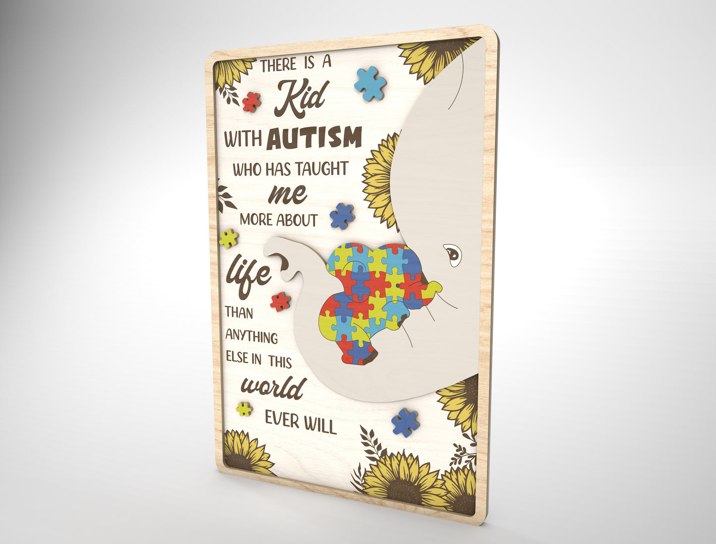 "A Kid With Autism" Puzzle Heart Mom Sign SVG for Glowforge