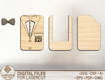 Father’s Day Suit Card Holder SVG for Glowforge and xTool