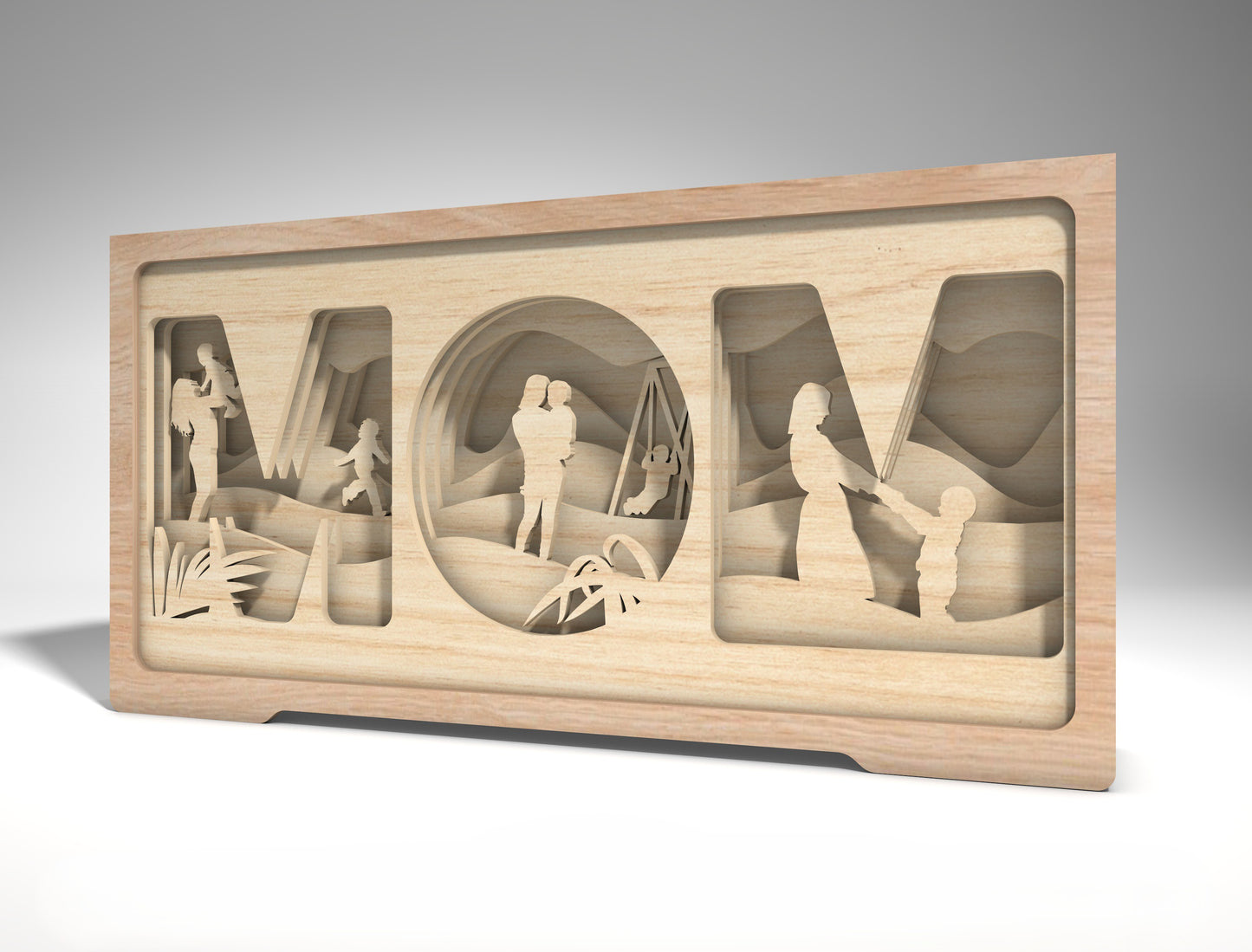 Mom and Son Layered Light Box Frame SVG for LightBurn and Glowforge