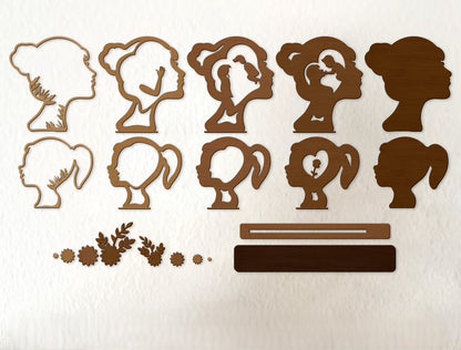 Mother Daughter Layered Wood SVG for Glowforge and xTool