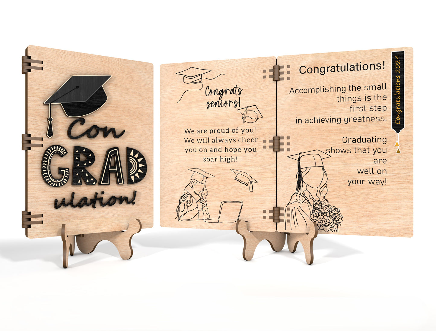 Graduation Folding Gift Card SVG for LightBurn and Glowforge