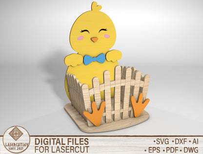 Easter Bunny Gift Basket SVG Cute Bunny Chick for Glowforge and xTool