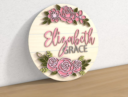 Flower Door Sign SVG File for Glowforge and LightBurn
