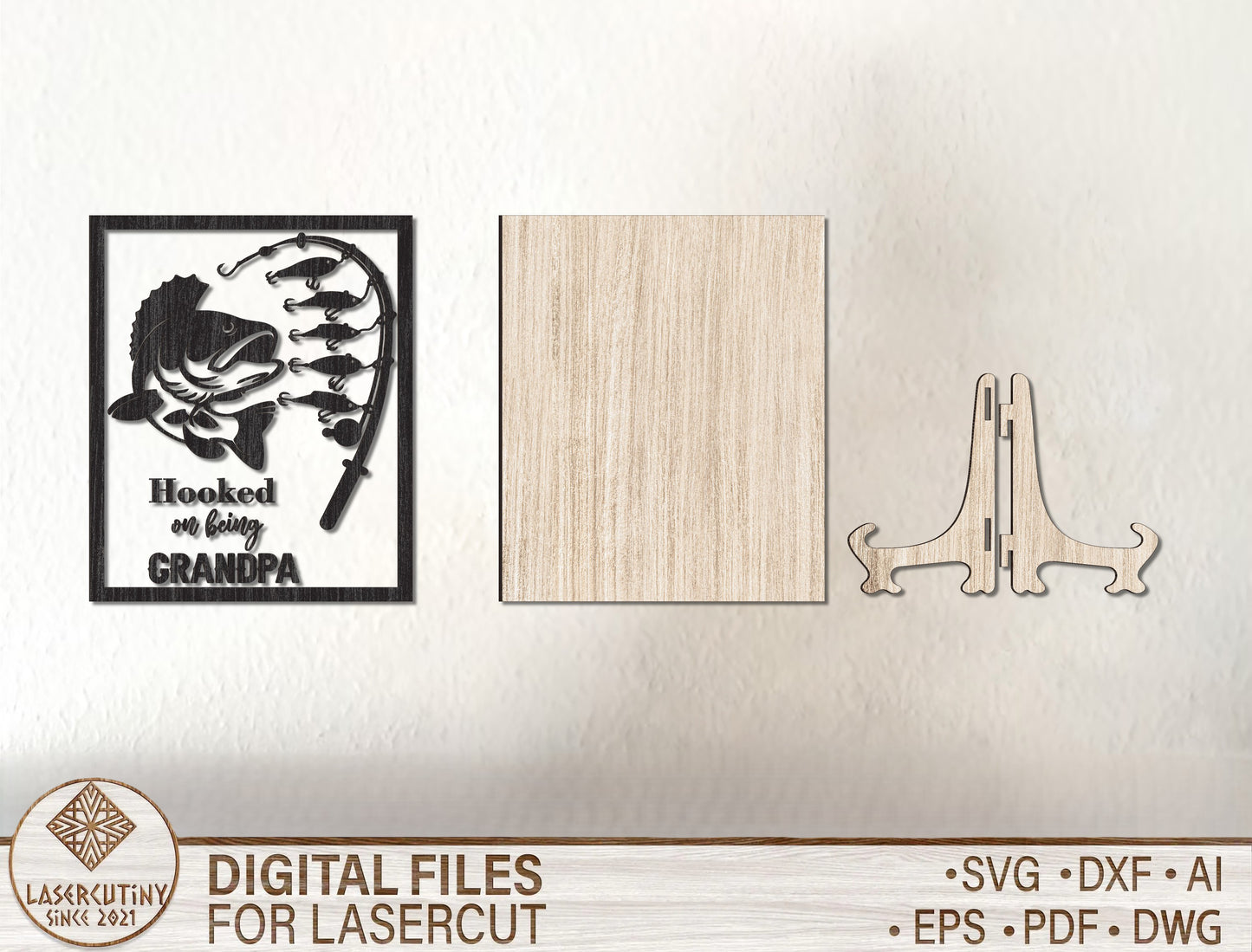 Hooked on Daddy Fishing Sign SVG for Glowforge and xTool