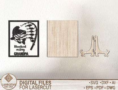 Hooked on Daddy Fishing Sign SVG for Glowforge and xTool
