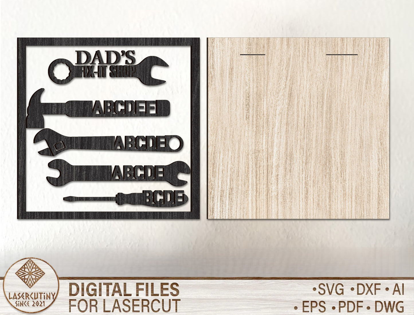 Personalized Dad Garage Tools Sign SVG for Glowforge and xTool