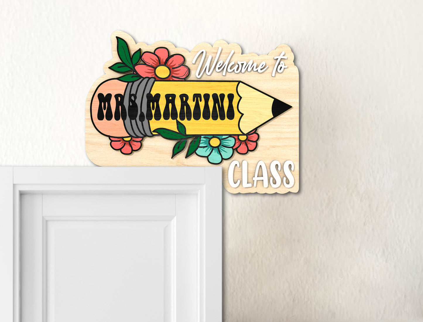 Personalized 3D Teacher Doorframe Sign SVG for Glowforge and xTool