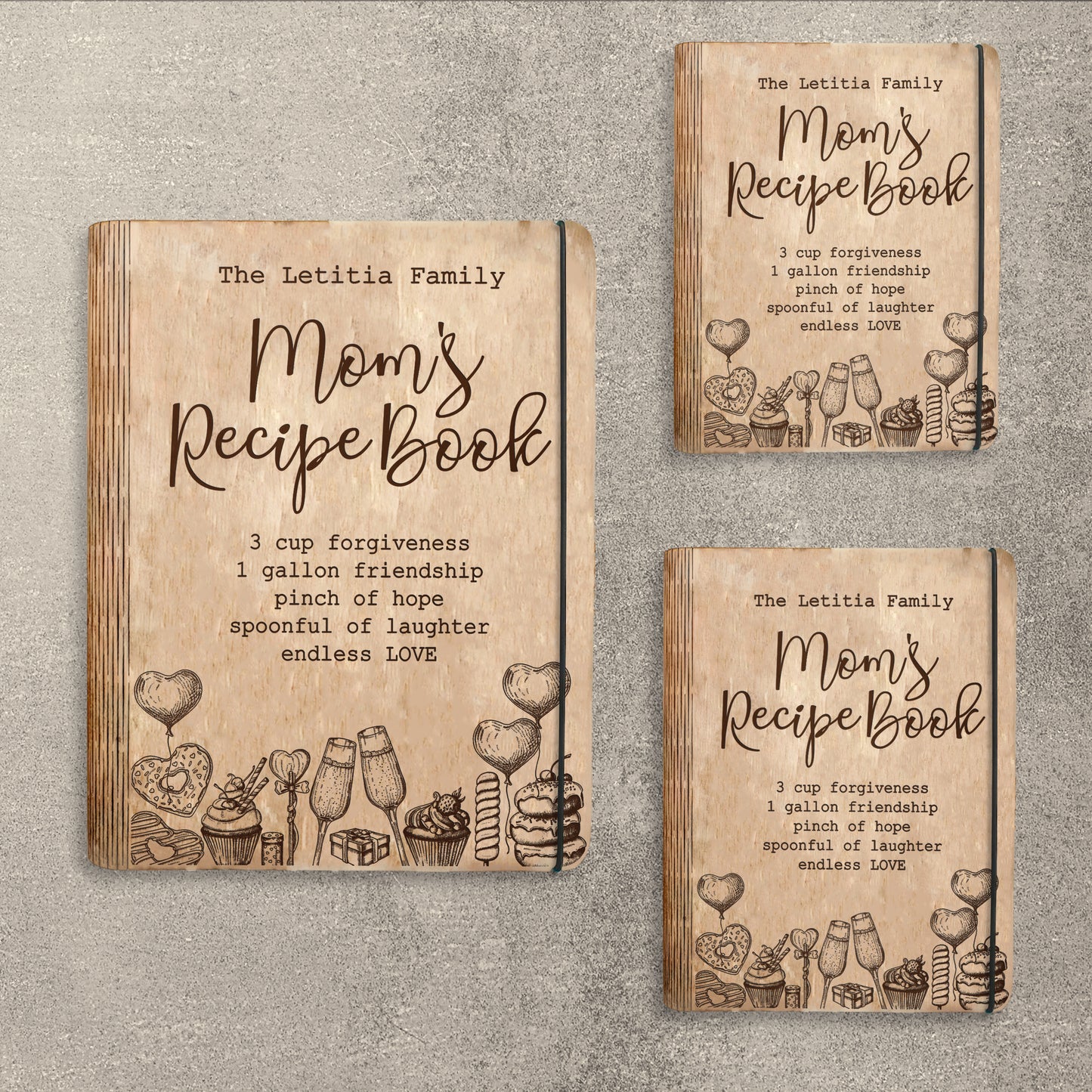 Mom's Recipe Book SVG Heart Food Floral Cookbook for xTool
