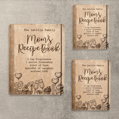 Mom's Recipe Book SVG Heart Food Floral Cookbook for xTool