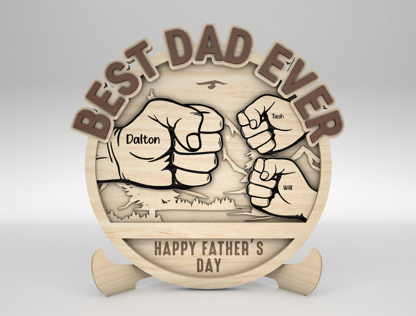 Personalized Best Dad Fist Bump Sign SVG Laser Cut File for Glowforge and xTool