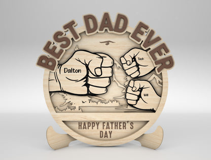 Personalized Best Dad Fist Bump Sign SVG Laser Cut File for Glowforge and xTool