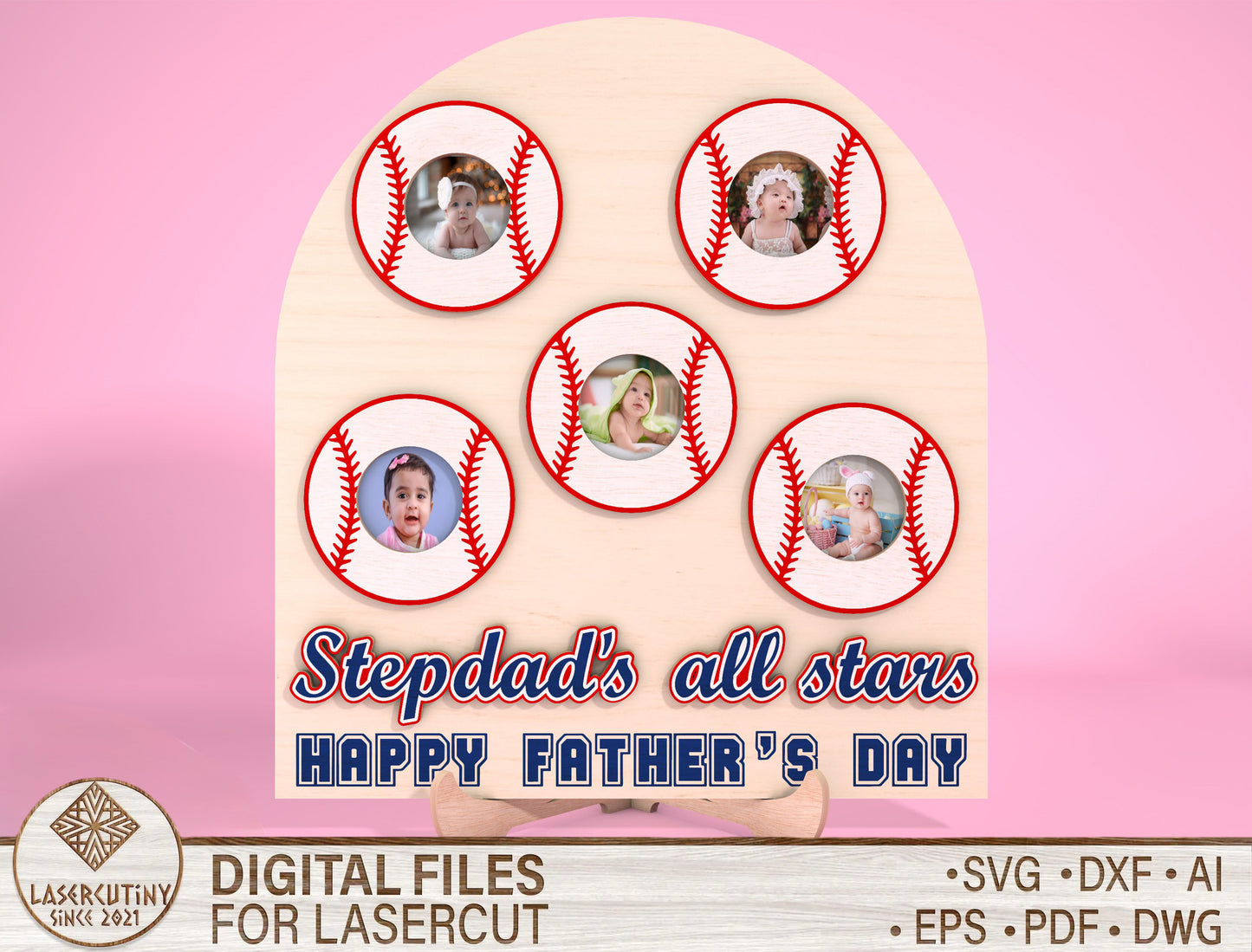 Personalized Baseball Dad Photo Sign SVG for Glowforge and xTool