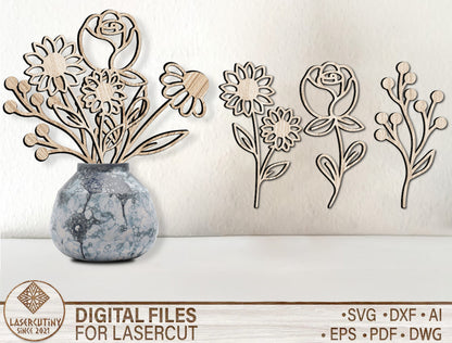 Floral Elements SVG Bundle Minimal Botanical Line Art for LightBurn