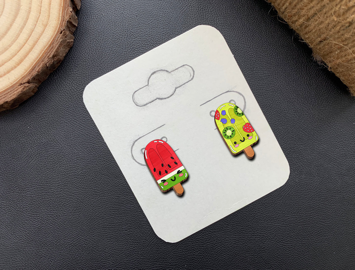 Kawaii Ice Cream Earrings SVG Bundle for Glowforge and LightBurn