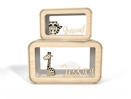 Personalized Animal Money Box SVG Laser Cut File for Glowforge and xTool