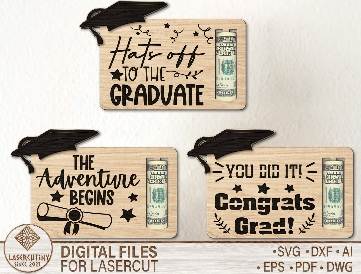 Graduation Cash Gift Card SVG for Glowforge and LightBurn