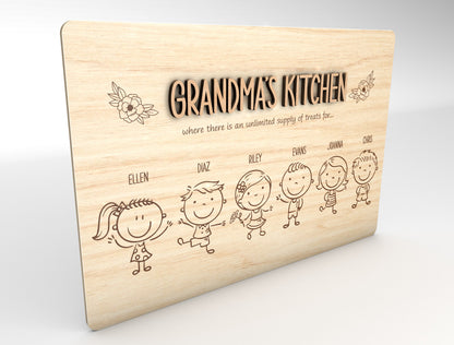 Grandma's Kitchen Stick Figure Family Sign SVG for LightBurn