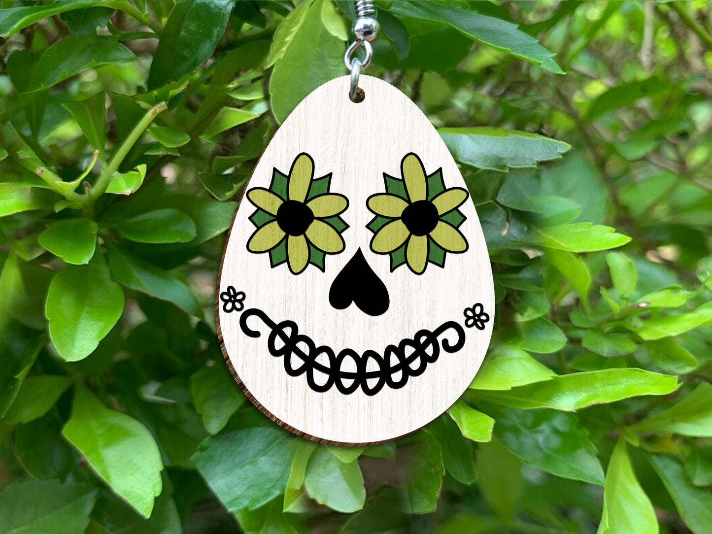 Easter Skull Egg Earrings SVG Floral Skull Easter for LightBurn and xTool