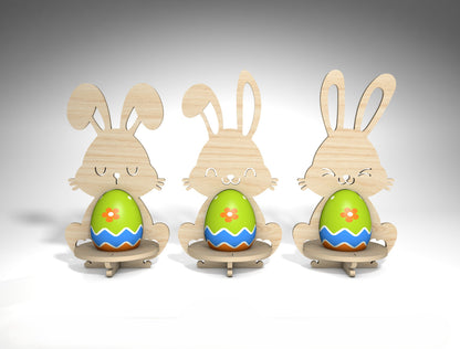 Easter Bunny Egg Holder Stand SVG Cute Bunny for Glowforge and xTool