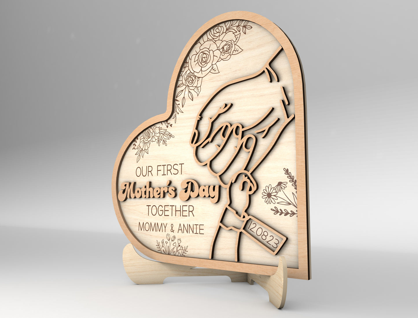 Mom Photo Holder Hand in Hand Love Sign SVG for xTool and LightBurn