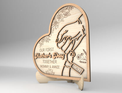 Mom Photo Holder Hand in Hand Love Sign SVG for xTool and LightBurn