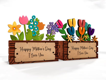 Mother's Day Easter Flower Box SVG Standing Decor for LightBurn