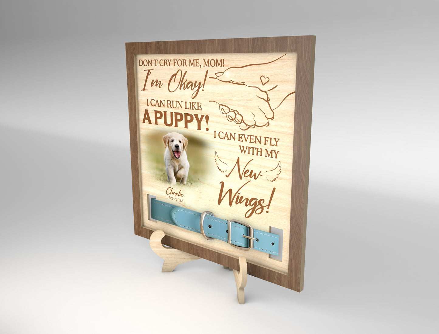 Dog Memorial Collar Frame SVG “I’m Okay” for Glowforge and LightBurn