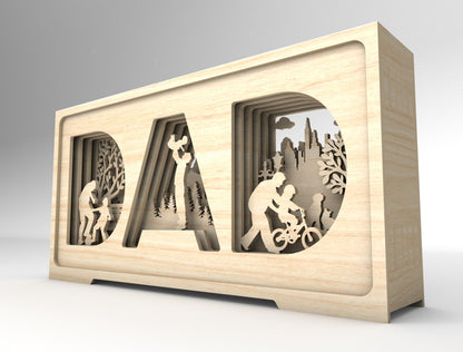 Dad Multilayer Outdoor Scene SVG Laser Cut File for Glowforge and LightBurn