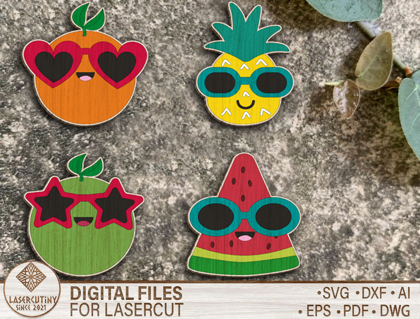 Summer Fruit Sunglasses Earring SVG Bundle with 13 Cute Designs