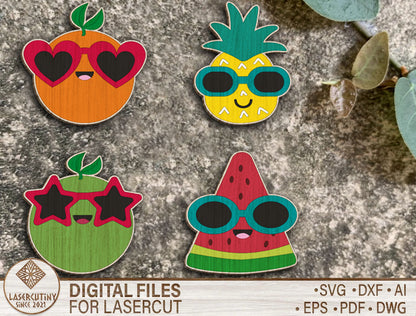 Summer Fruit Sunglasses Earring SVG Bundle with 13 Cute Designs