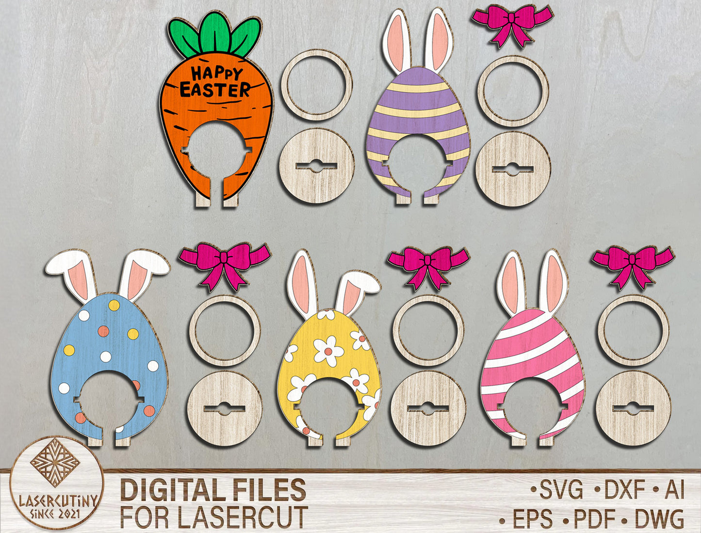 Easter Bunny Sucker Holder SVG Bundle 9 Candy Lollipop for LightBurn and xTool