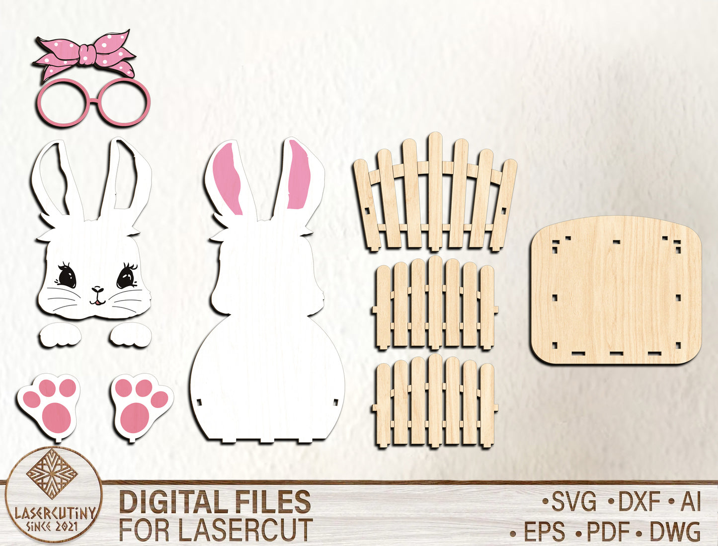 Easter Bunny Glasses Egg Holder SVG Cute Bunny for Glowforge and xTool