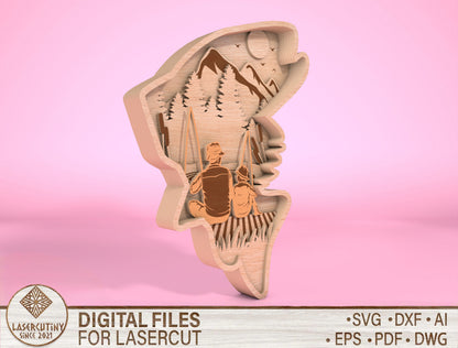 Multilayer Fishing Dad SVG Laser Cut File for Glowforge and xTool