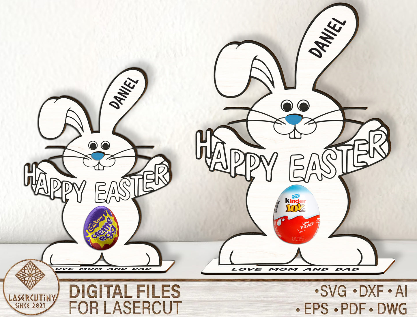 Personalized Easter Bunny Chocolate Holder SVG Custom for LightBurn