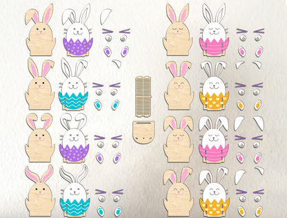 Playful Bunny Egg Holder Stand SVG Bundle 8 Designs for Glowforge and xTool