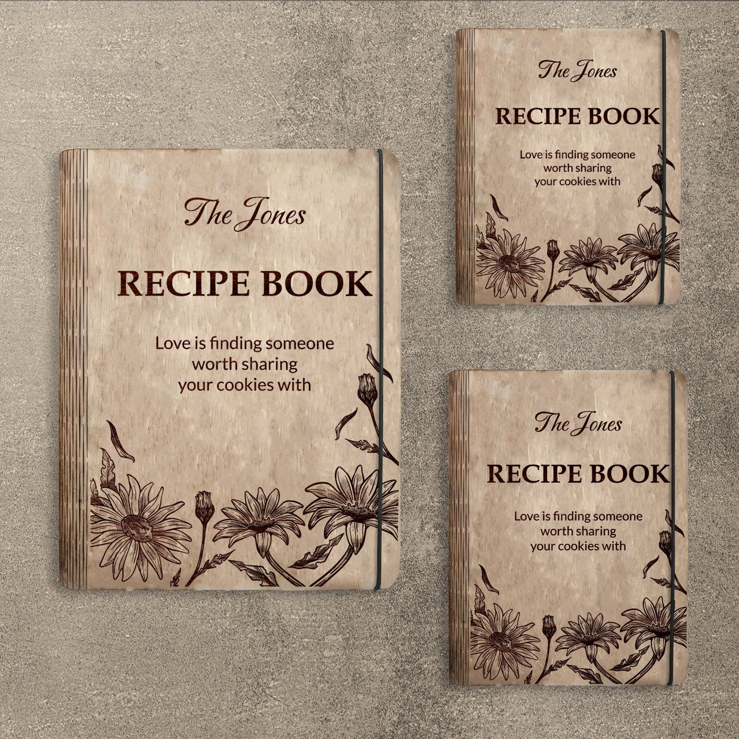 Floral Vintage Recipe Book SVG Cookbook Cover for LightBurn and xTool
