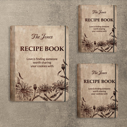 Floral Vintage Recipe Book SVG Cookbook Cover for LightBurn and xTool
