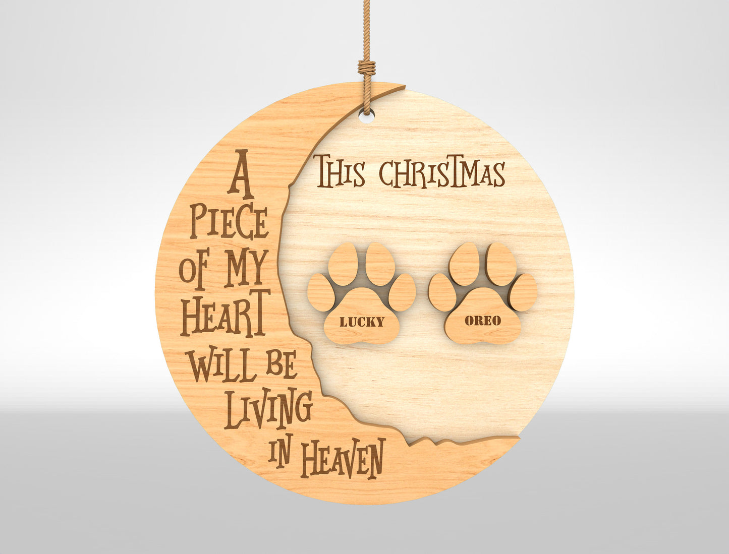 Dog Paw Memorial Christmas Ornament SVG Laser Cut File for LightBurn and xTool