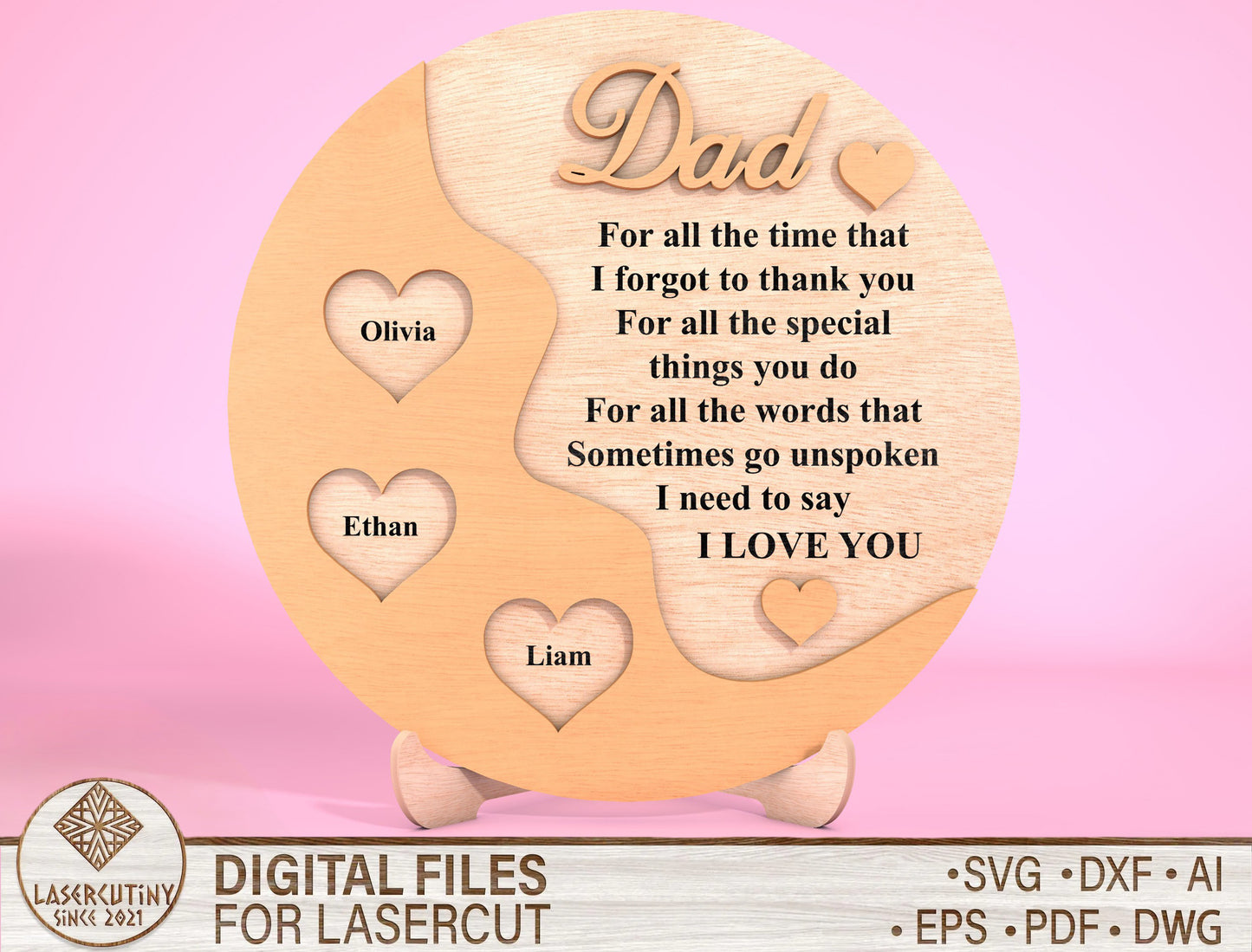 Personalized Dad Poem Sign SVG Laser Cut File for Glowforge and LightBurn