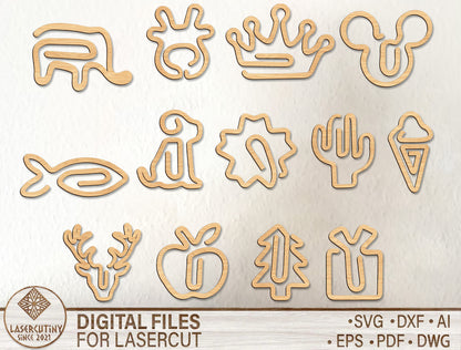 Minimalist Paper Clip SVG Bundle Laser Cut File for xTool and Glowforge