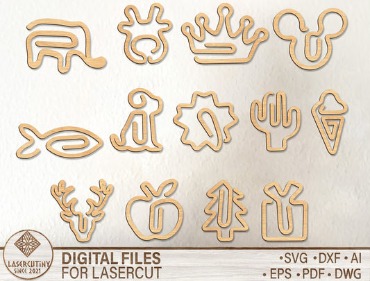 Minimalist Paper Clip SVG Bundle Laser Cut File for xTool and Glowforge