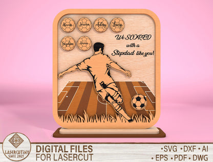 Personalized Soccer Dad Kids Names SVG for Glowforge and xTool