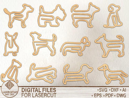 Dog Paper Clip SVG Bundle Laser Cut File for LightBurn and xTool