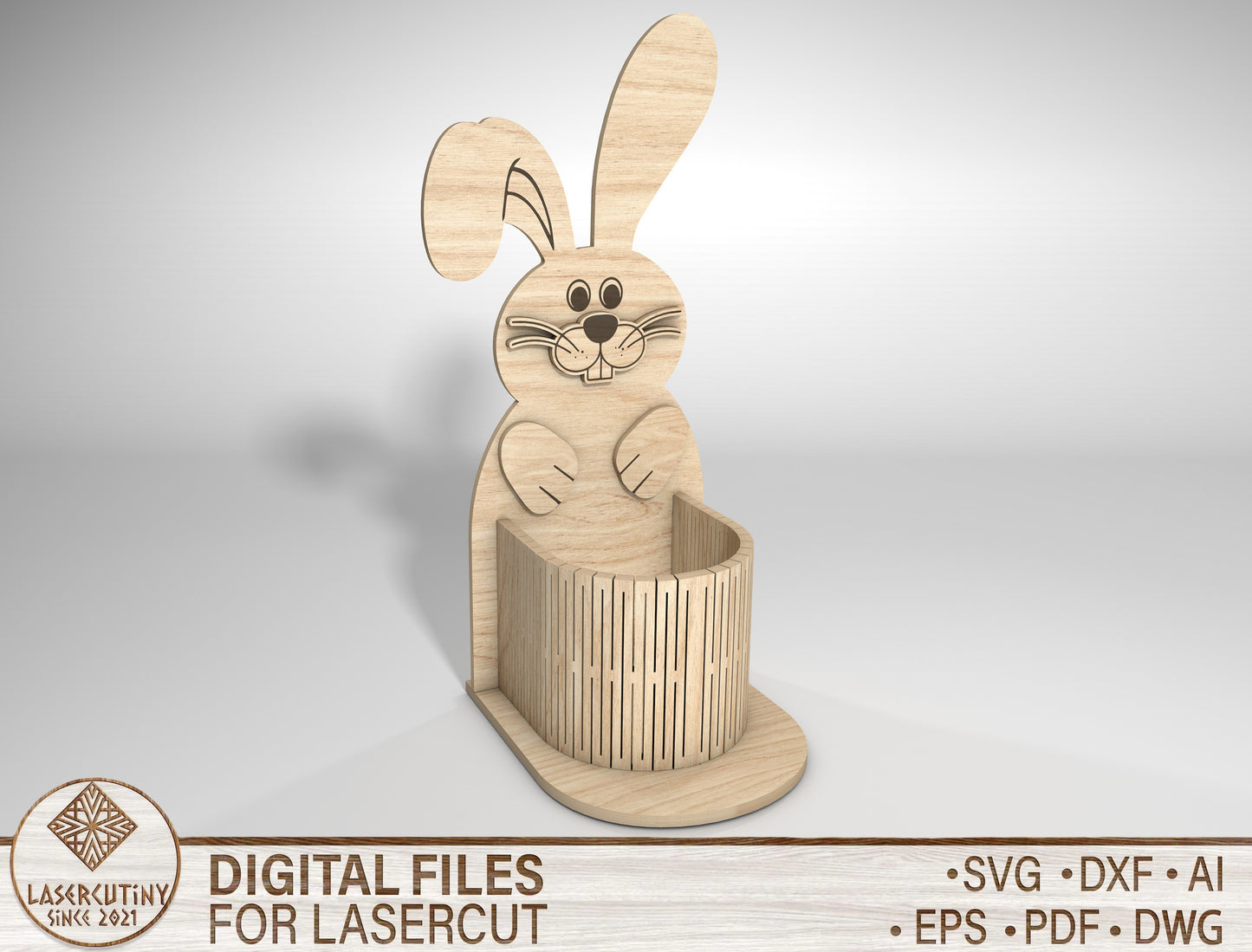 Easter Bunny Basket SVG Wooden Egg Holder 5 Designs for LightBurn and xTool