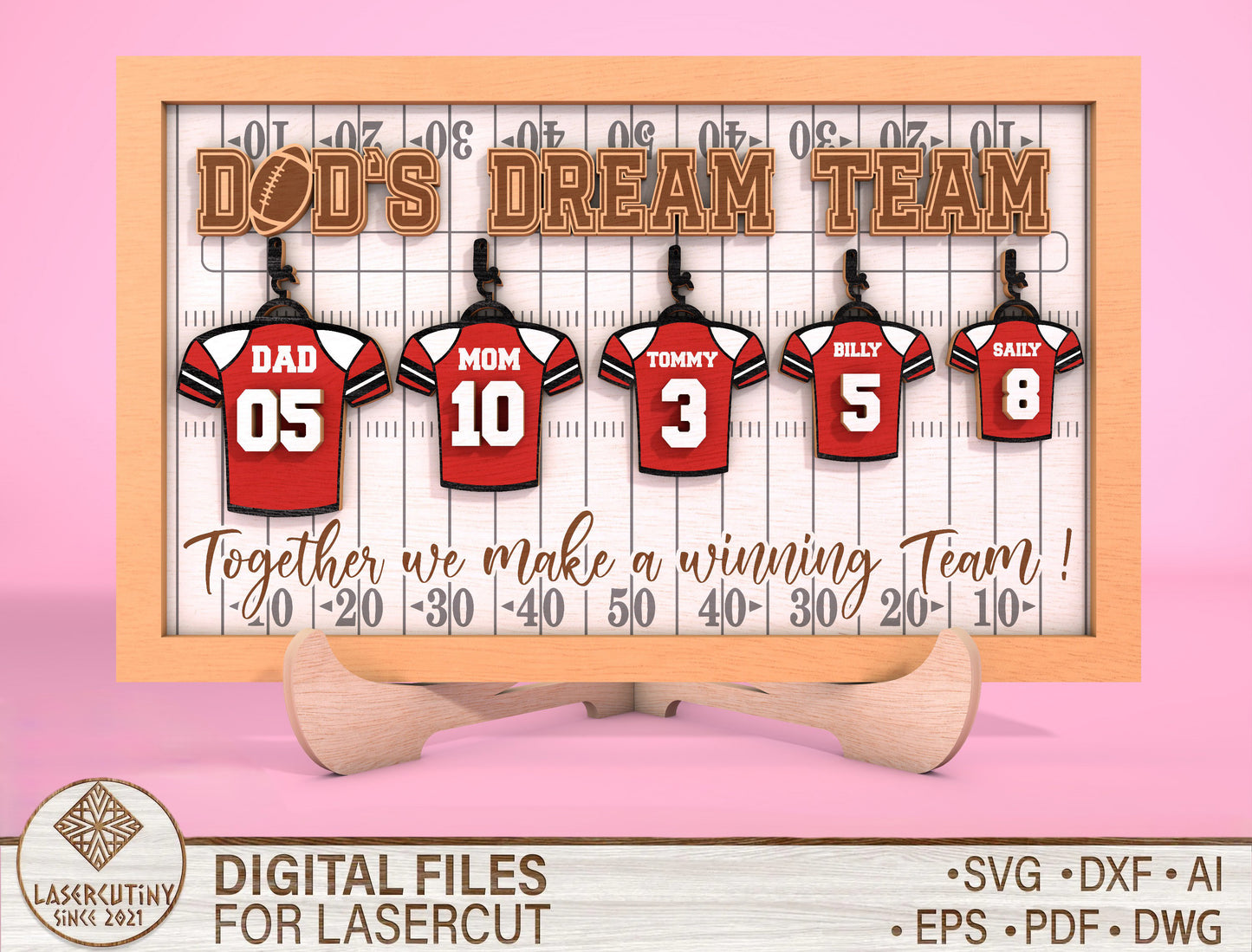 Personalized Football Dad Sign SVG Laser Cut File for Glowforge and LightBurn