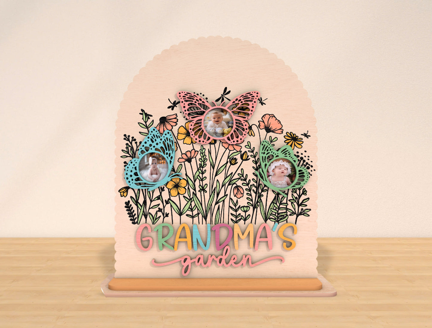 Grandma's Garden Butterfly Photo Frame SVG for LightBurn and xTool