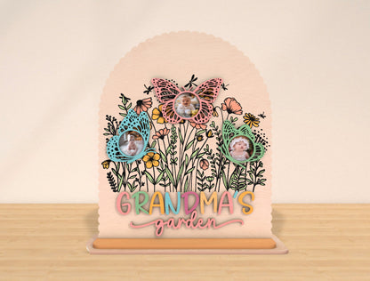 Grandma's Garden Butterfly Photo Frame SVG for LightBurn and xTool