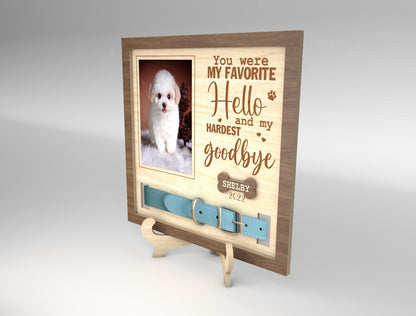 Pet Memorial Collar Frame SVG “Favorite Hello Hardest Goodbye” for Glowforge