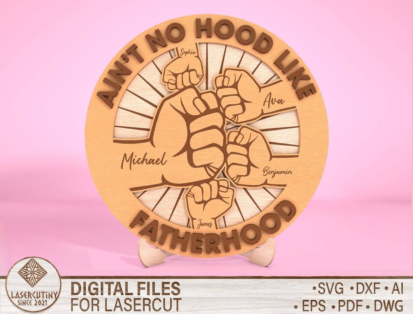Personalized Fist Bump Dad Sign SVG Laser Cut File for Glowforge